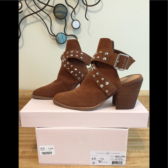 Worn Once! Silver Studded Open Back Suede Bootie - Picture 2 of 7